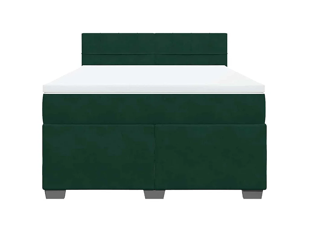 Cama box spring con colchón terciopelo verde oscuro 140x200 cm
