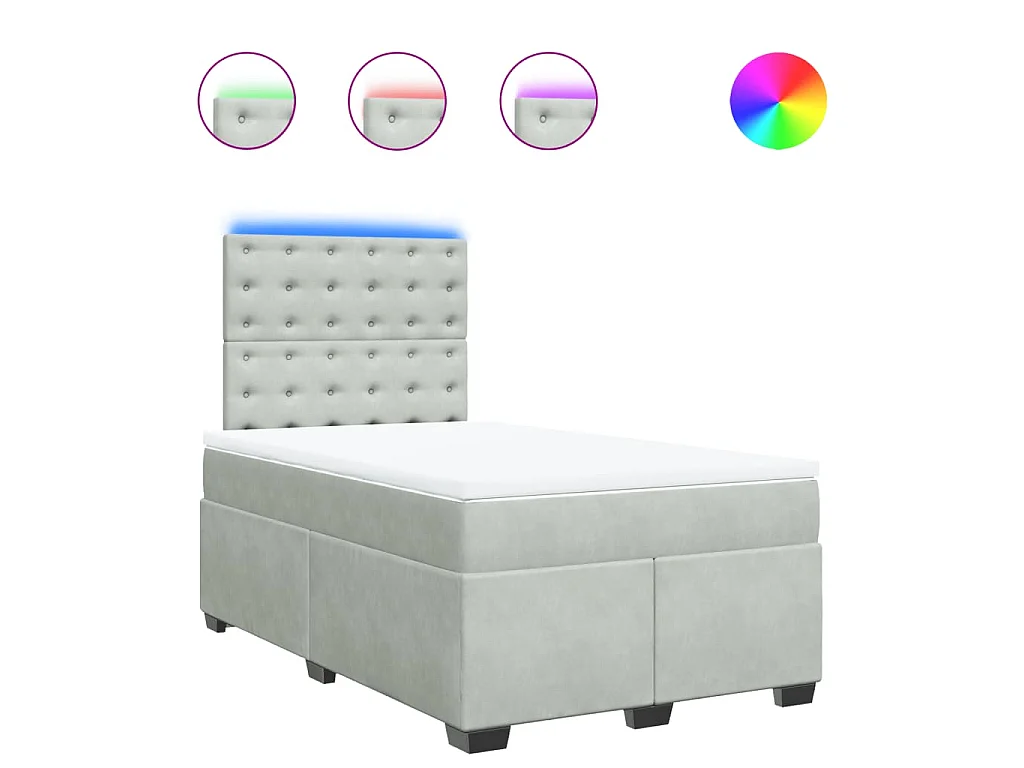 Boxspringbett mit Matratze Hellgrau 120x200 cm Samt