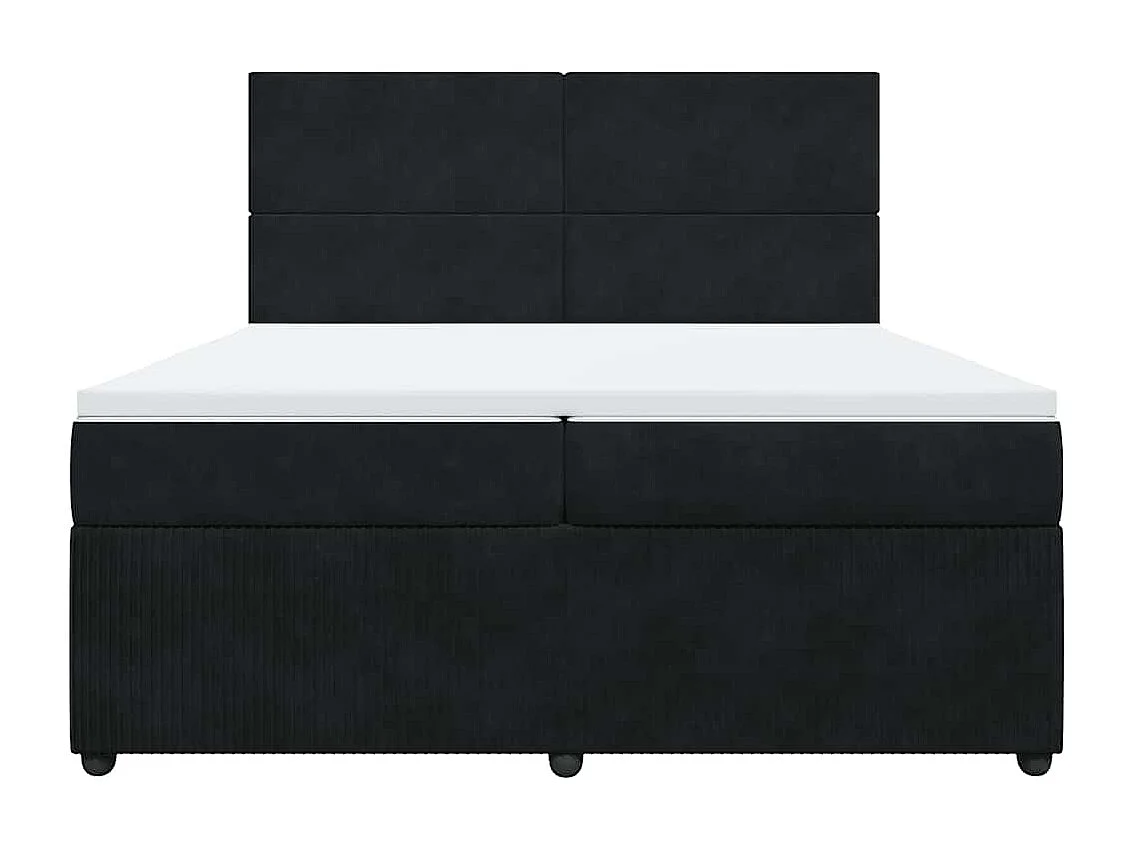 Sommier à lattes de lit et matelas Noir 200x200 cm Velours