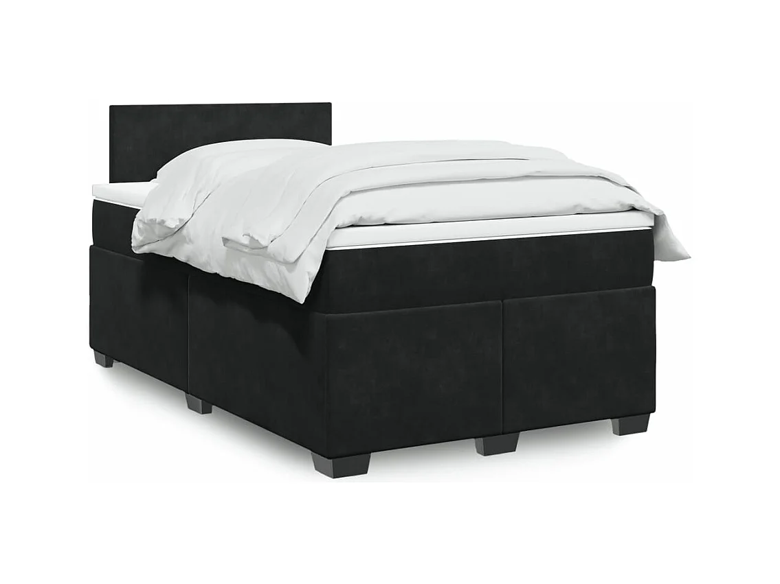 Giroletto a Molle con Materasso Nero 120x200 cm in Velluto
