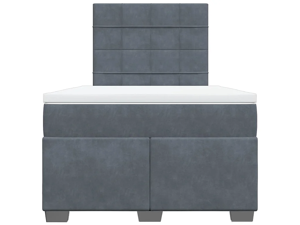 Cama box spring con colchón terciopelo gris oscuro 120x200 cm