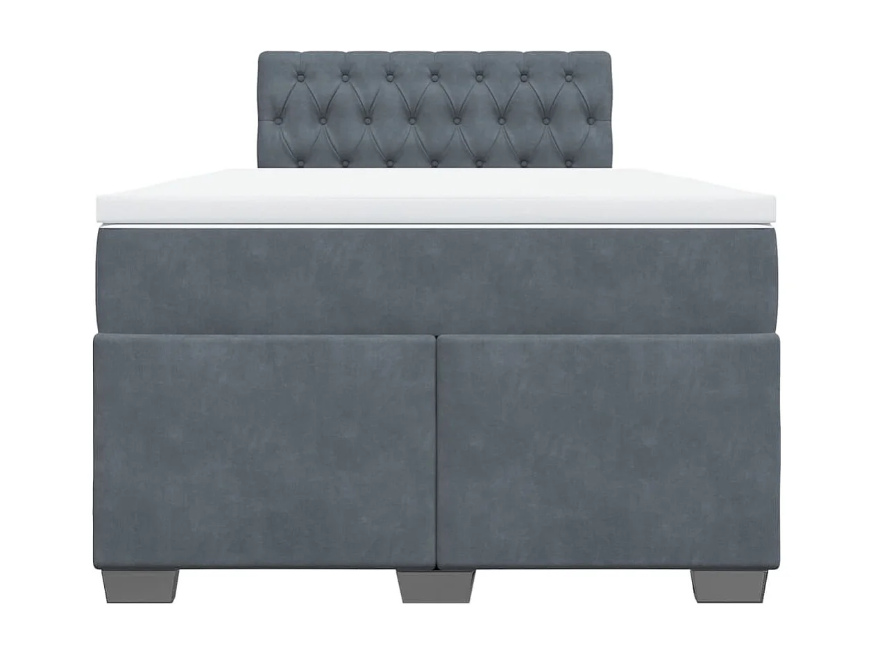 Giroletto a Molle con Materasso Grigio Scuro 120x190 cm Velluto