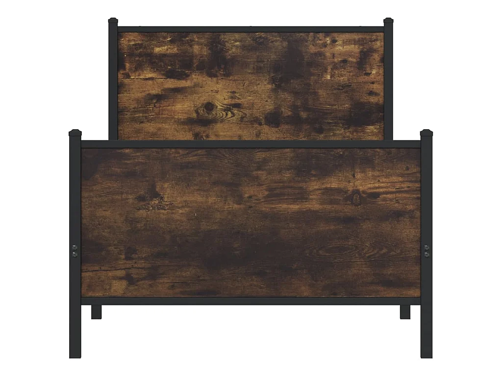 Cadre de lit en métal sans matelas chêne fumé 75x190 cm