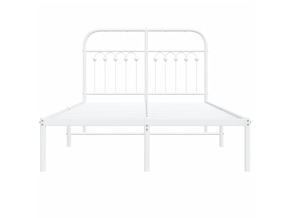 Estructura cama sin colchón con cabecero metal blanco 120x200cm