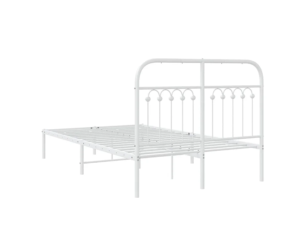 Estructura cama sin colchón con cabecero metal blanco 120x200cm