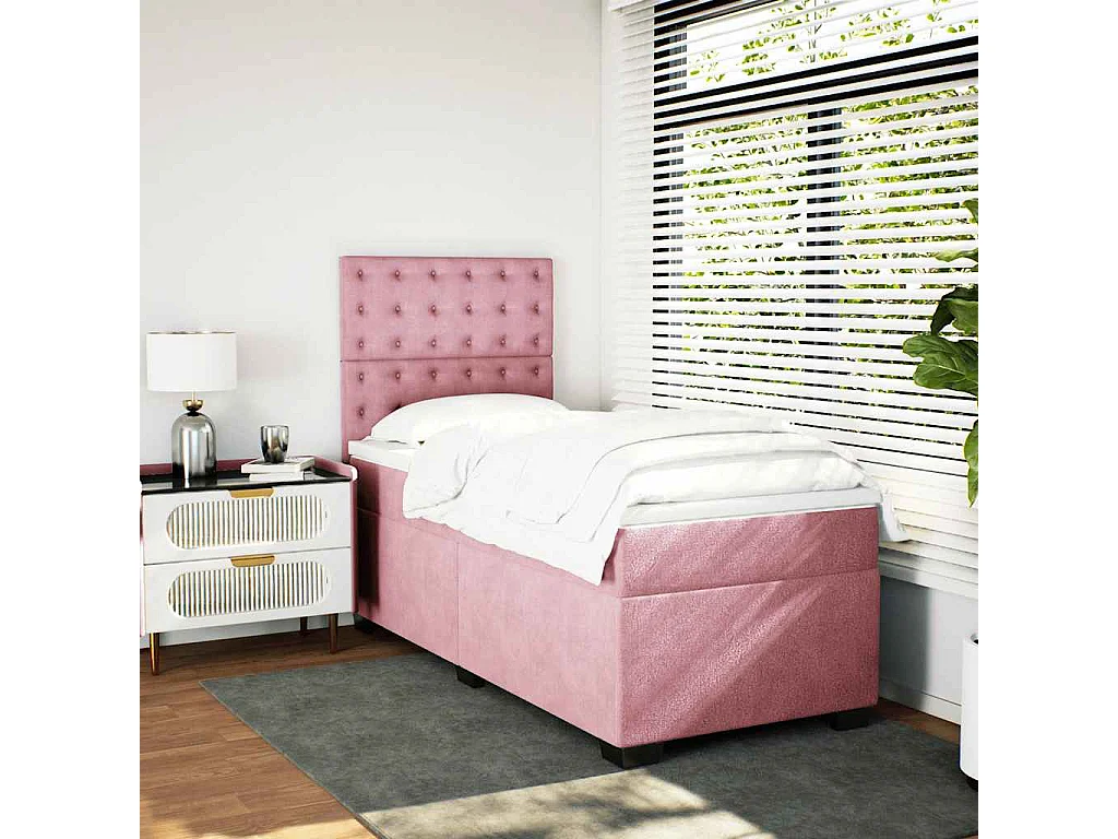 Cama com molas/colchão 80x200 cm veludo rosa
