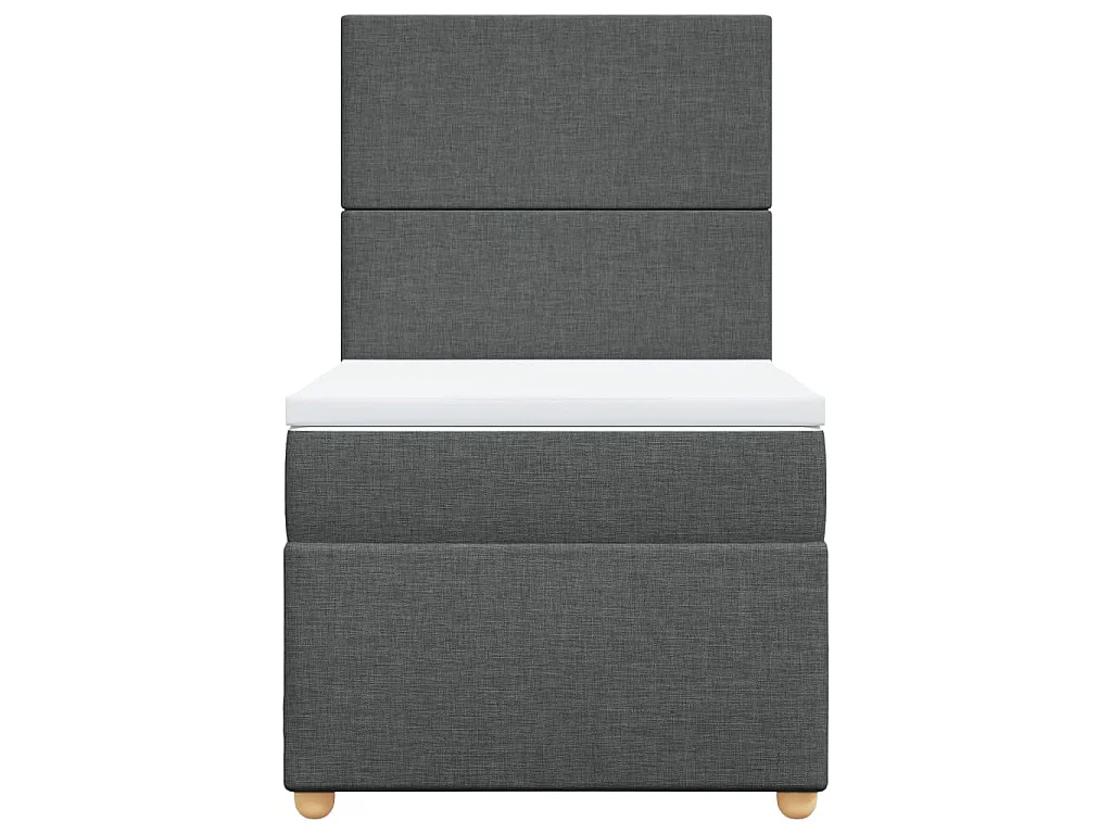 Cama box spring con colchón tela gris oscuro 90x200 cm