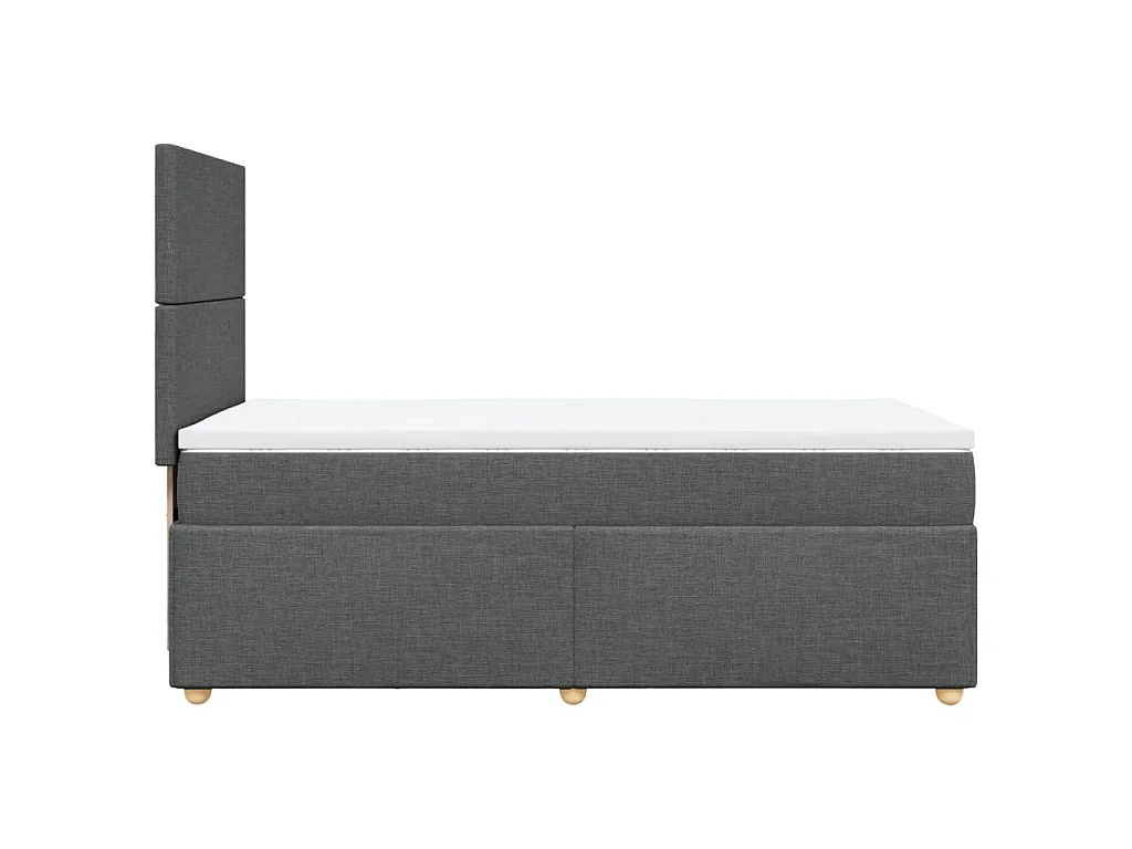 Cama box spring con colchón tela gris oscuro 90x200 cm