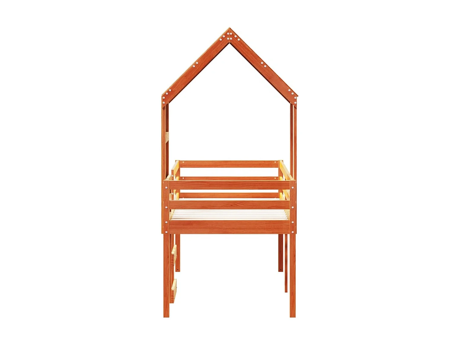Hochbett mit Dach Wachsbraun 75x190 cm Massivholz Kiefer