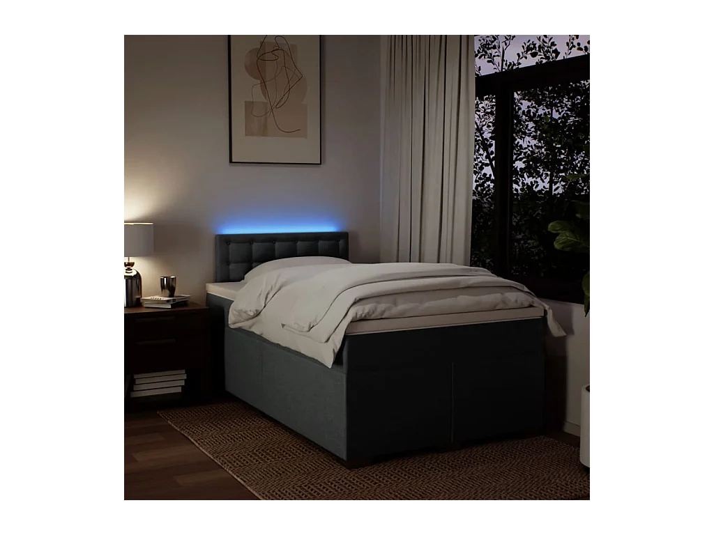 Sommier à lattes de lit avec matelas Gris foncé 120x200cm Tissu