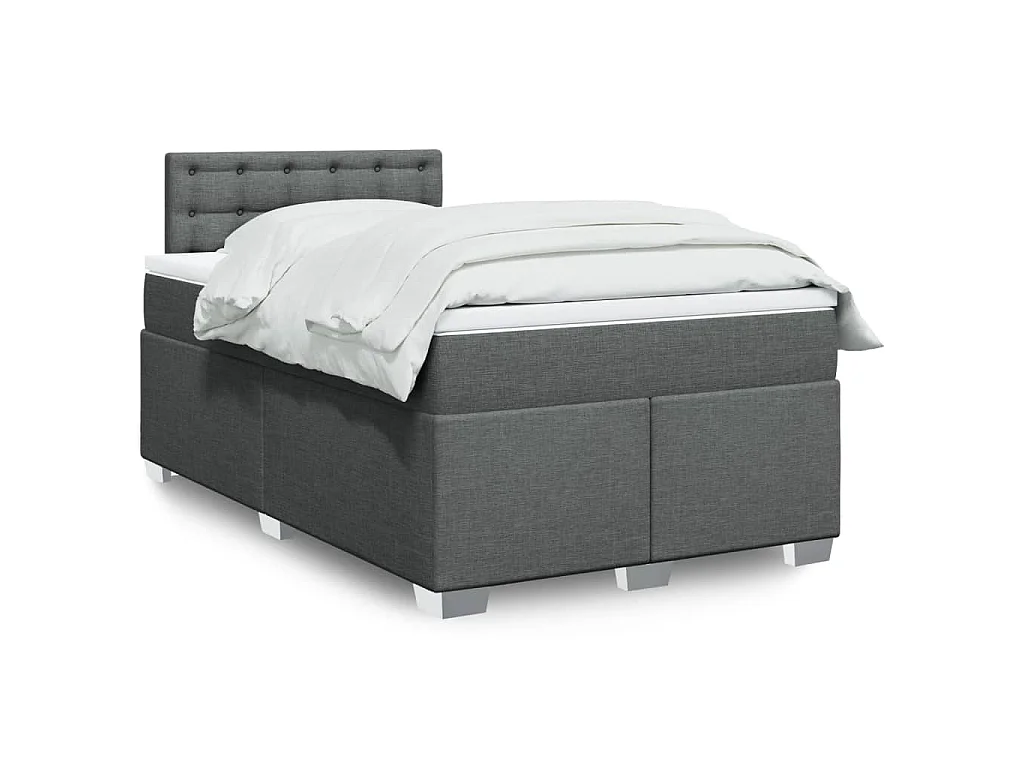 Boxspringbett mit Matratze Dunkelgrau 120x200 cm Stoff