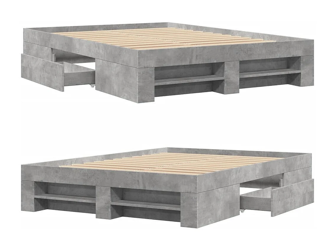 Bedframe bewerkt hout betongrijs 120x190 cm