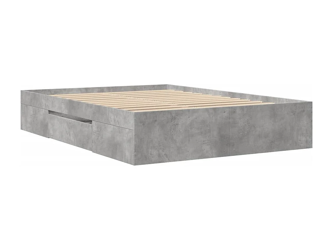 Cadre de lit sans matelas gris béton 120x190 cm bois ingénierie