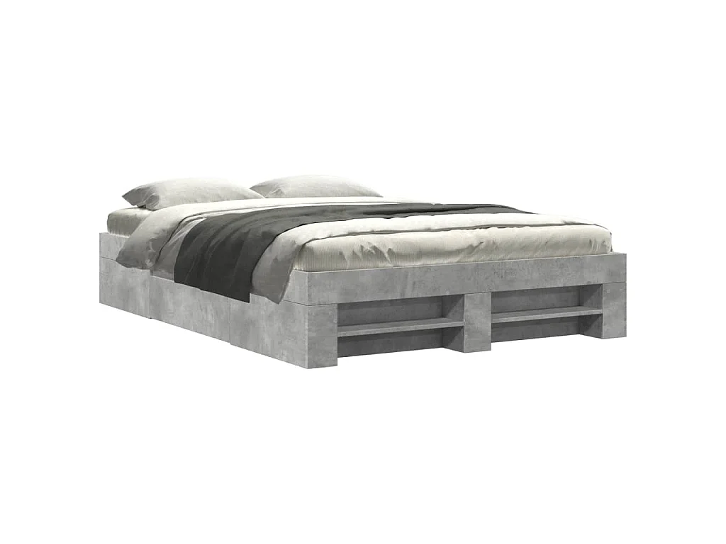 Cadre de lit sans matelas gris béton 120x190 cm bois ingénierie
