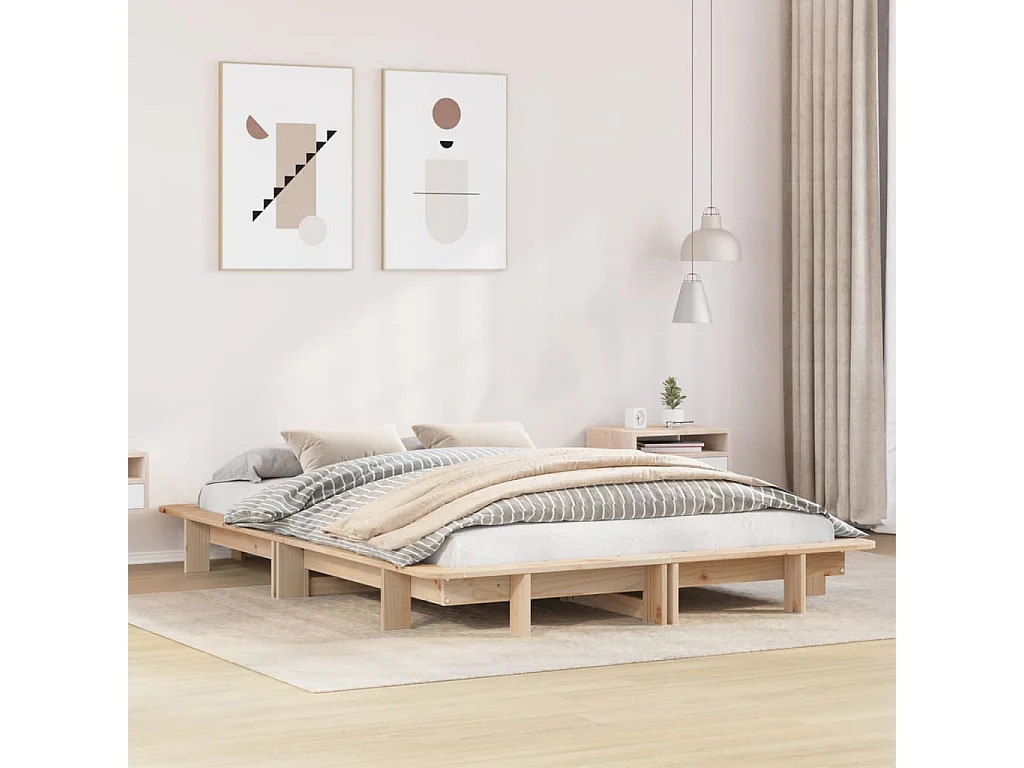 Bedframe zonder matras massief grenenhout 120x190 cm
