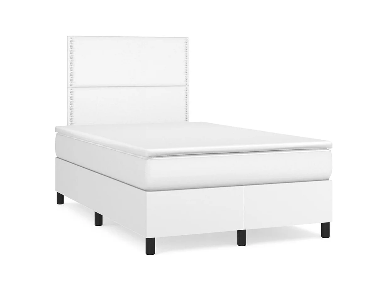 Sommier à lattes de lit matelas LED blanc 120x190 cm similicuir
