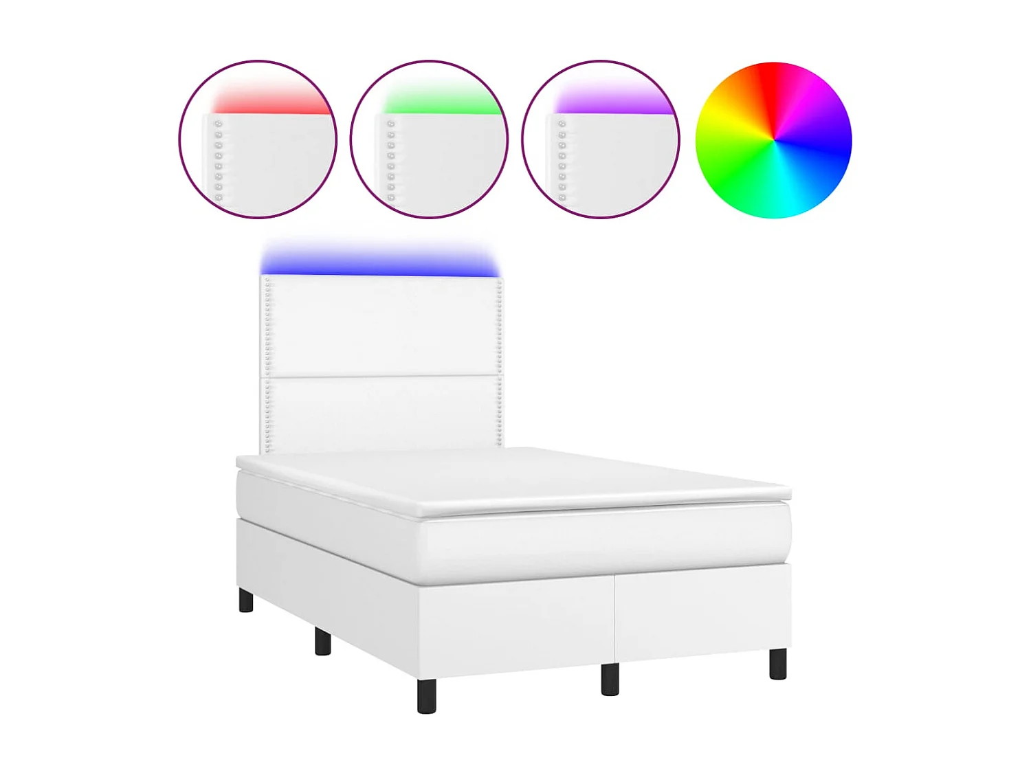 Boxspringbett mit Matratze & LED Weiß 120x190 cm Kunstleder