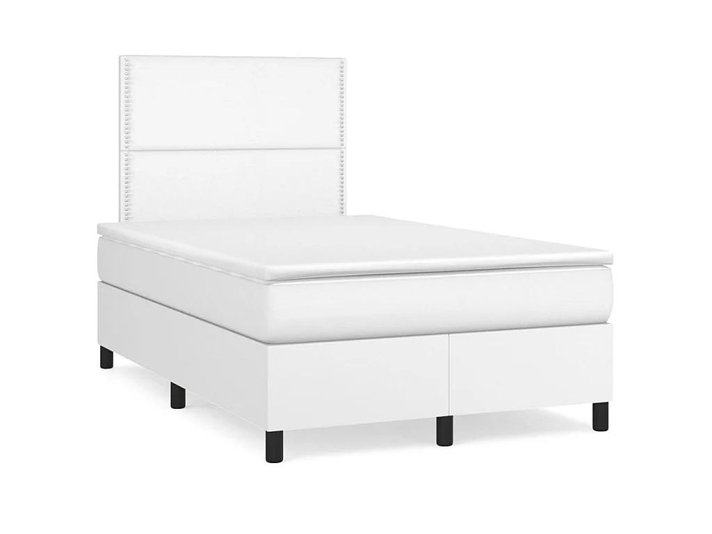 Boxspringbett mit Matratze & LED Weiß 120x190 cm Kunstleder