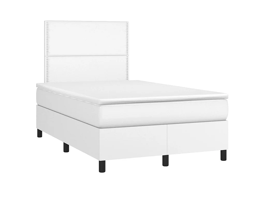 Sommier à lattes de lit matelas LED blanc 120x190 cm similicuir