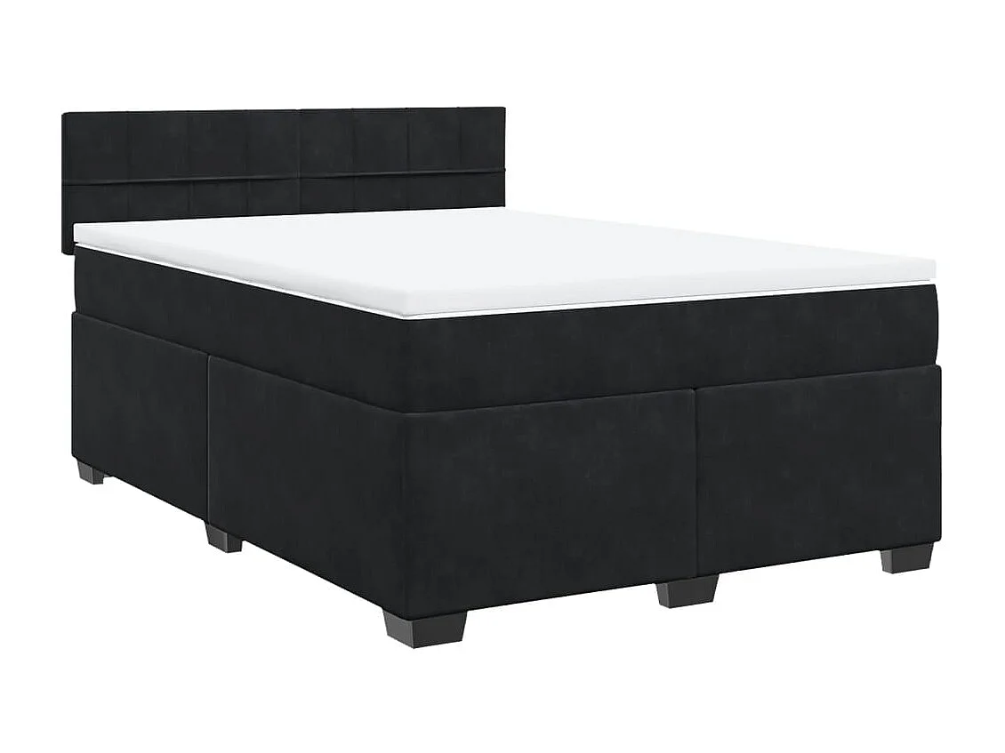 Cama box spring con colchón terciopelo negro 140x200 cm