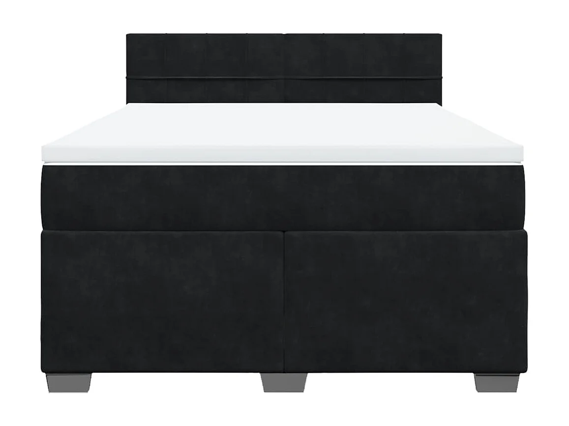 Cama box spring con colchón terciopelo negro 140x200 cm