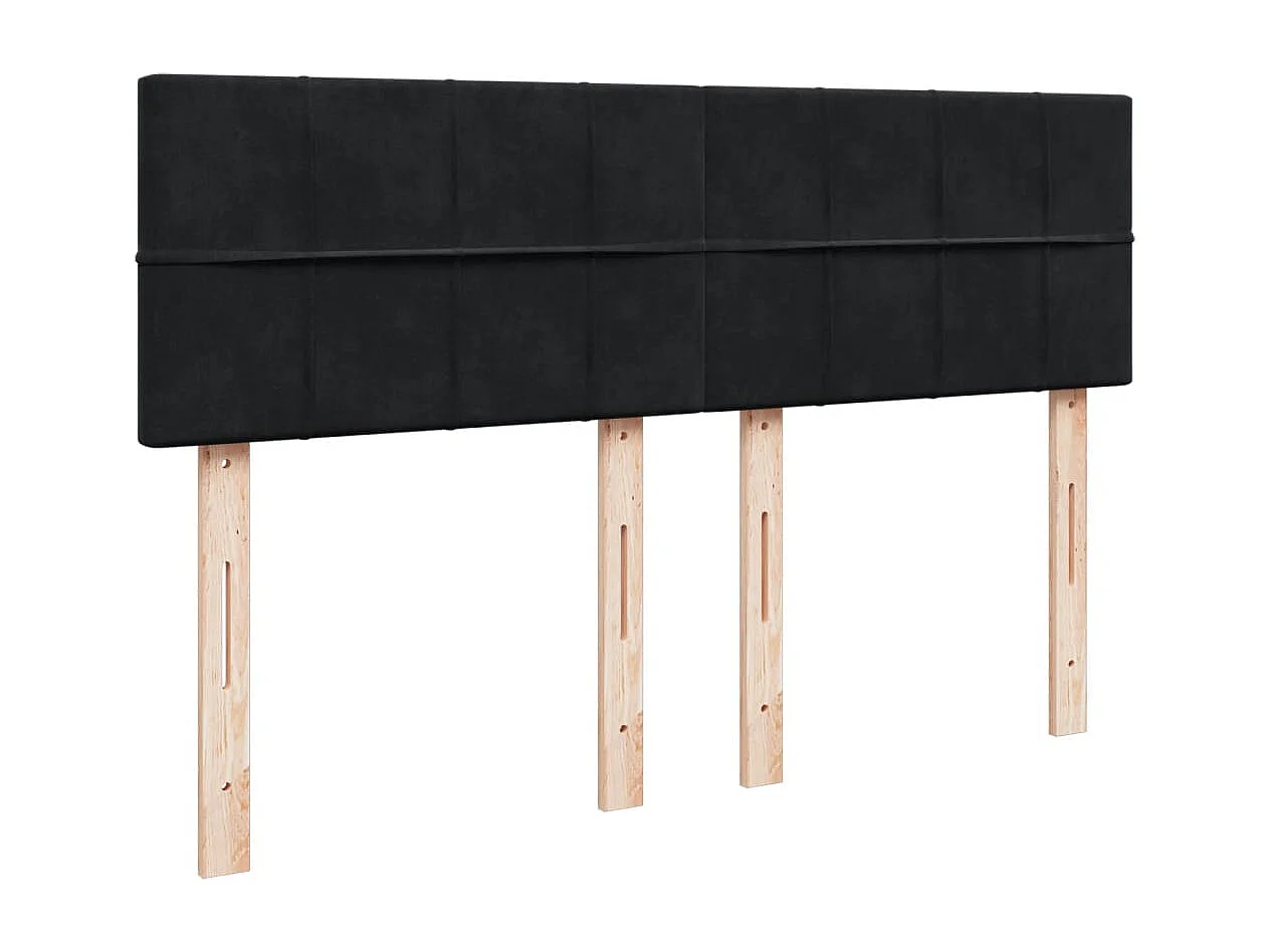 Cama box spring con colchón terciopelo negro 140x200 cm