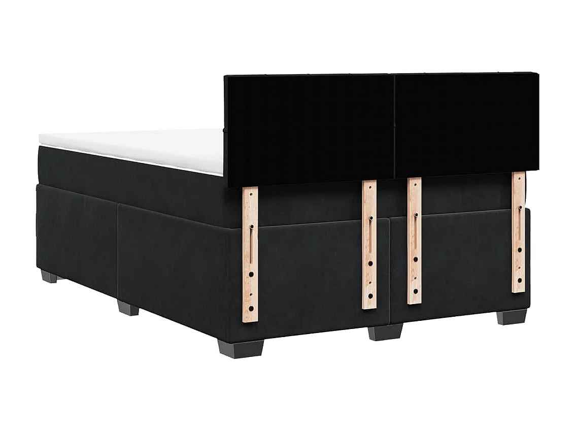 Cama box spring con colchón terciopelo negro 140x200 cm