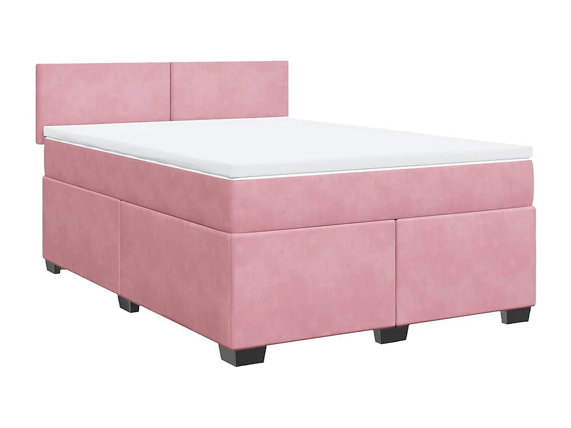 Boxspring met matras fluweel roze 140x190 cm