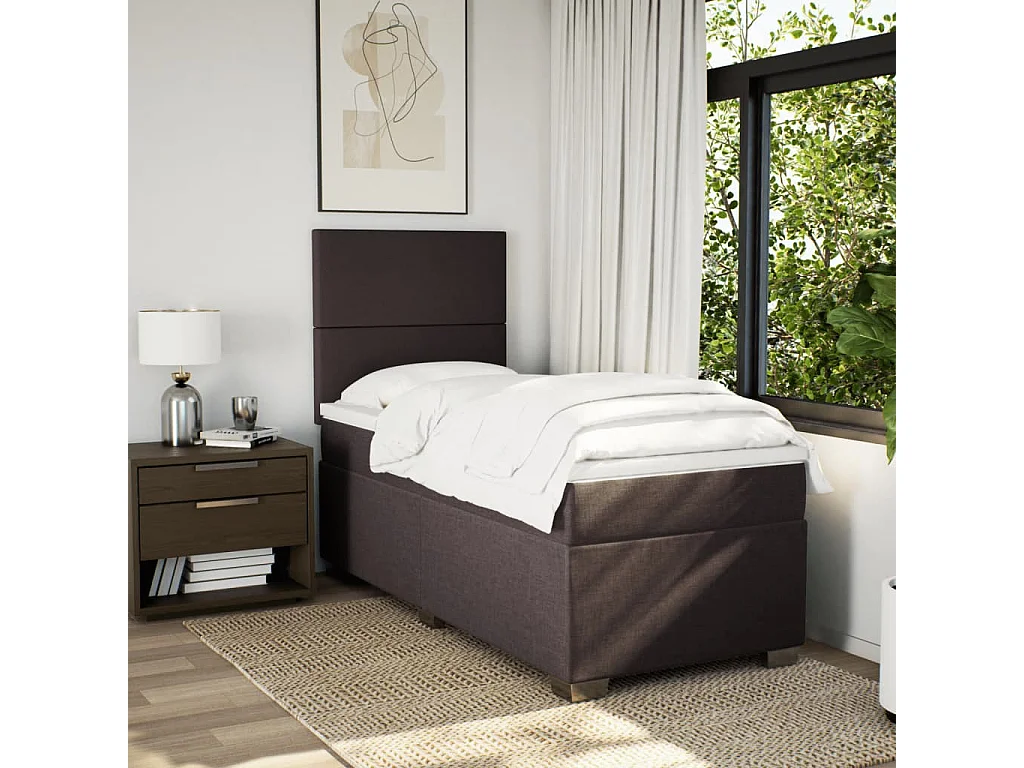 Boxspring met matras stof donkerbruin 100x200 cm