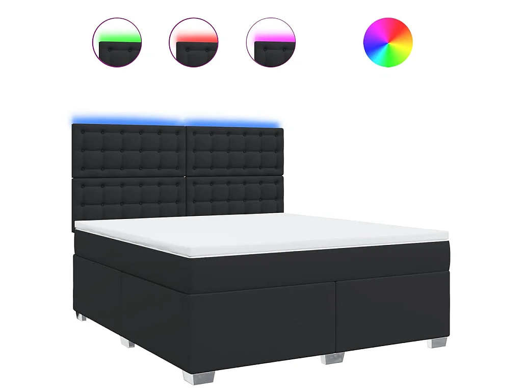 Boxspringbett mit Matratze Schwarz 180x200 cm Kunstleder