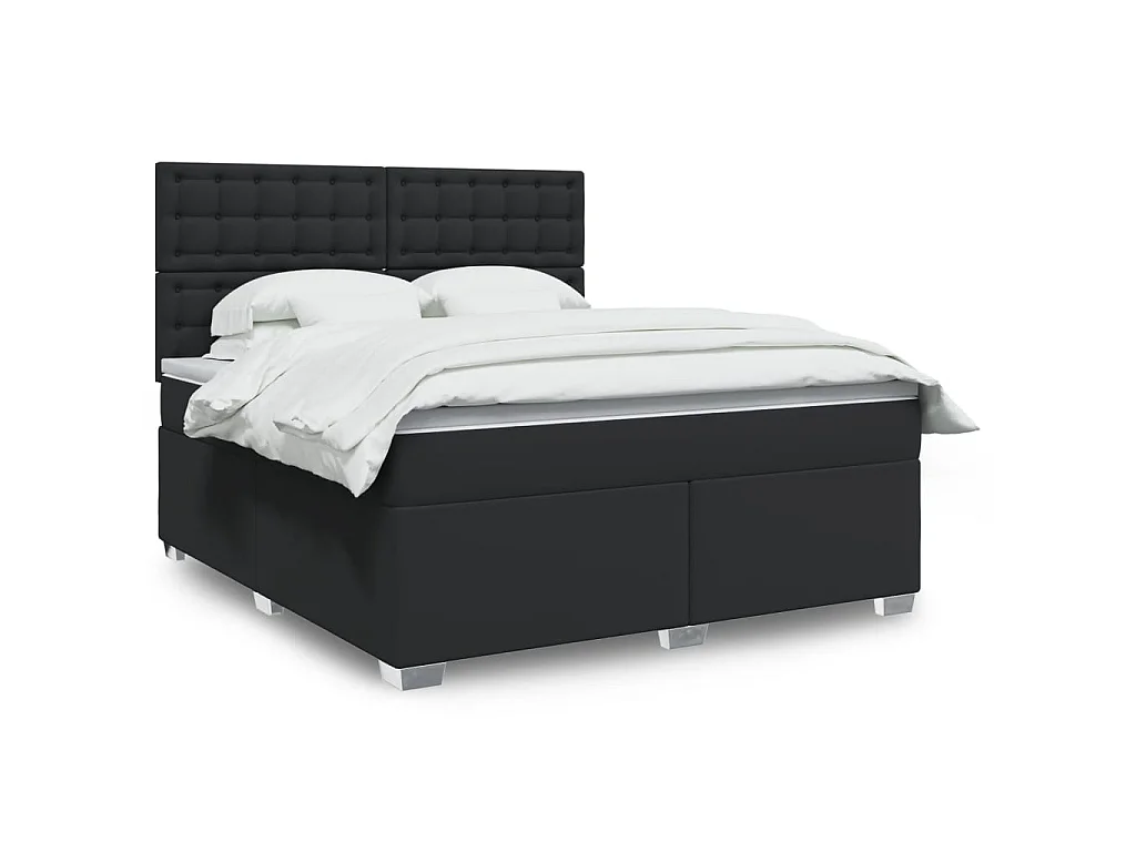 Boxspringbett mit Matratze Schwarz 180x200 cm Kunstleder