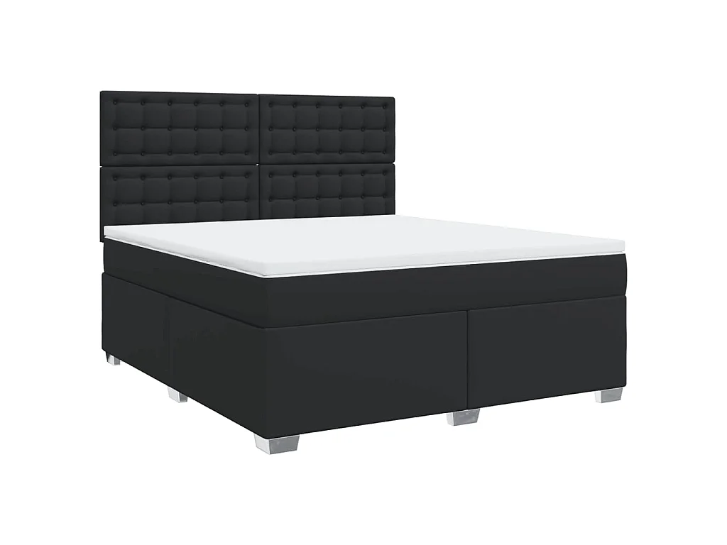 Sommier à lattes de lit avec matelas Noir 180x200 cm Similicuir