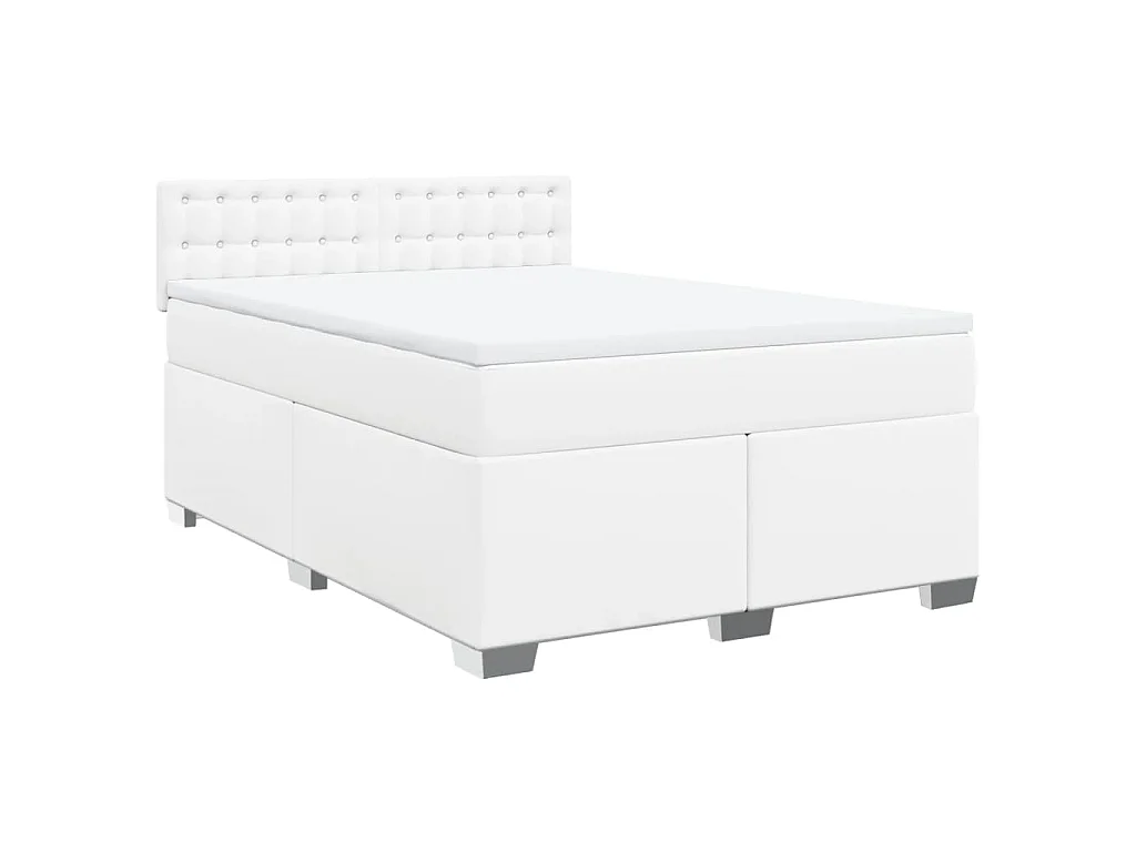 Sommier à lattes de lit avec matelas Blanc 160x200cm Similicuir