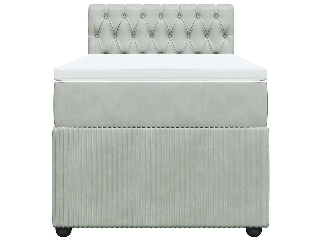Boxspringbett mit Matratze Hellgrau 90x200 cm Samt