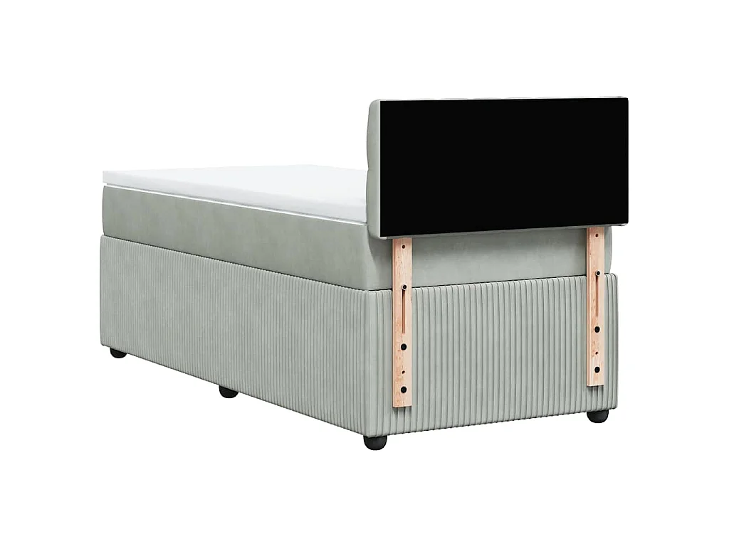 Boxspringbett mit Matratze Hellgrau 90x200 cm Samt