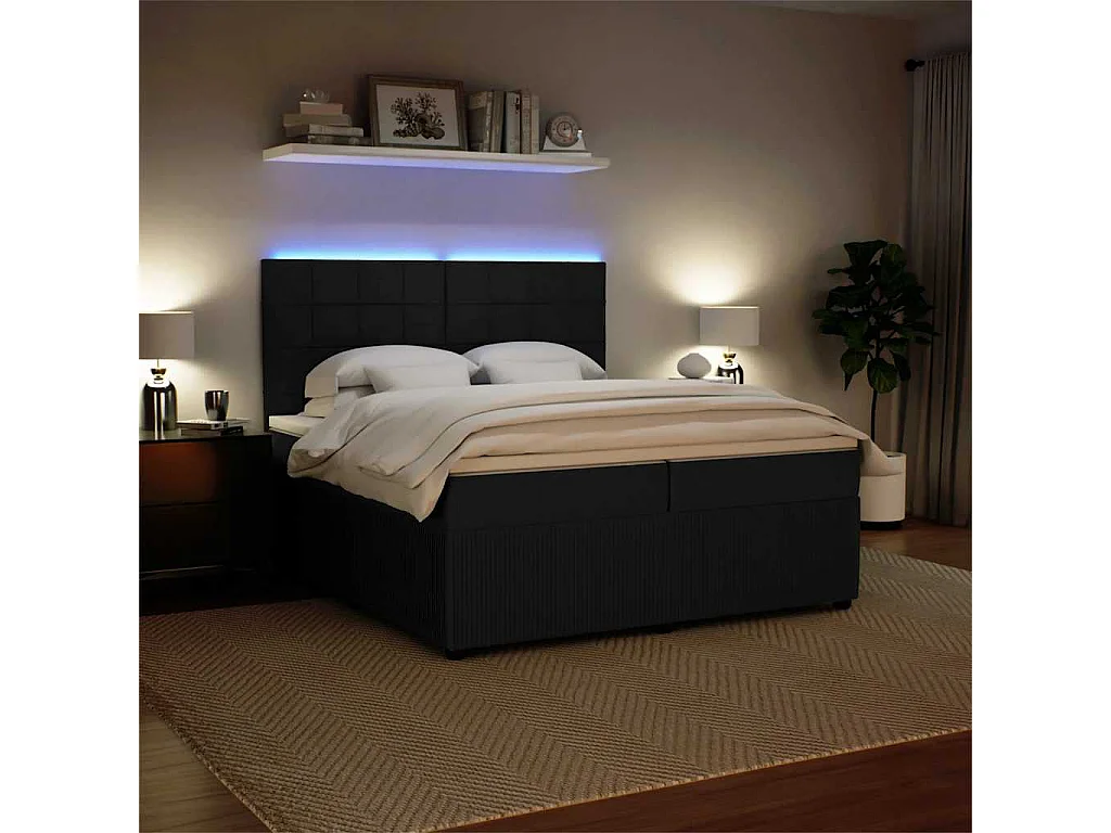 Boxspring met matras fluweel zwart 200x200 cm