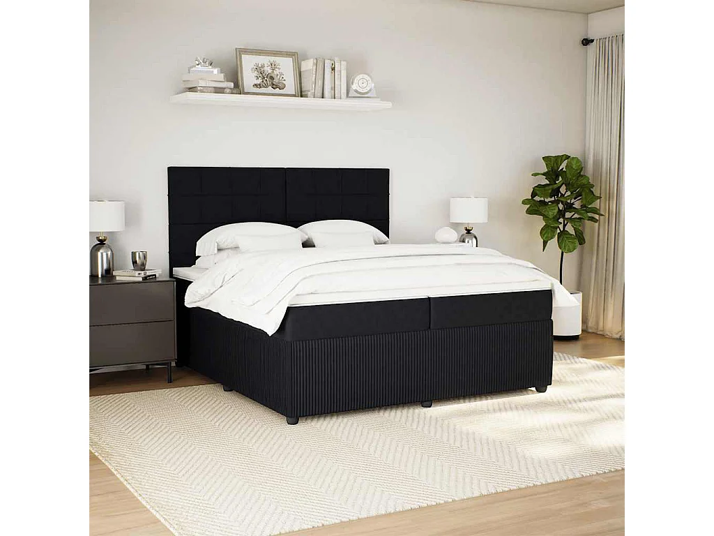 Boxspring met matras fluweel zwart 200x200 cm