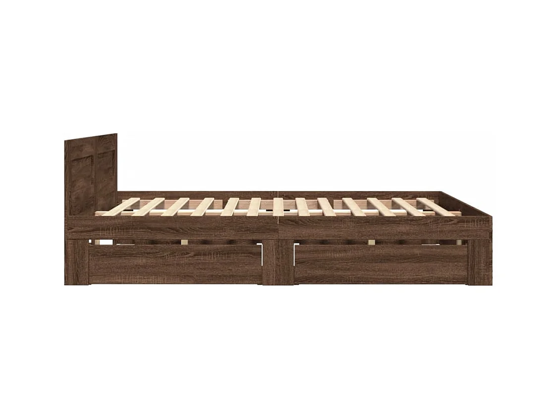 Cadre de lit et tête de lit sans matelas chêne marron 120x190cm