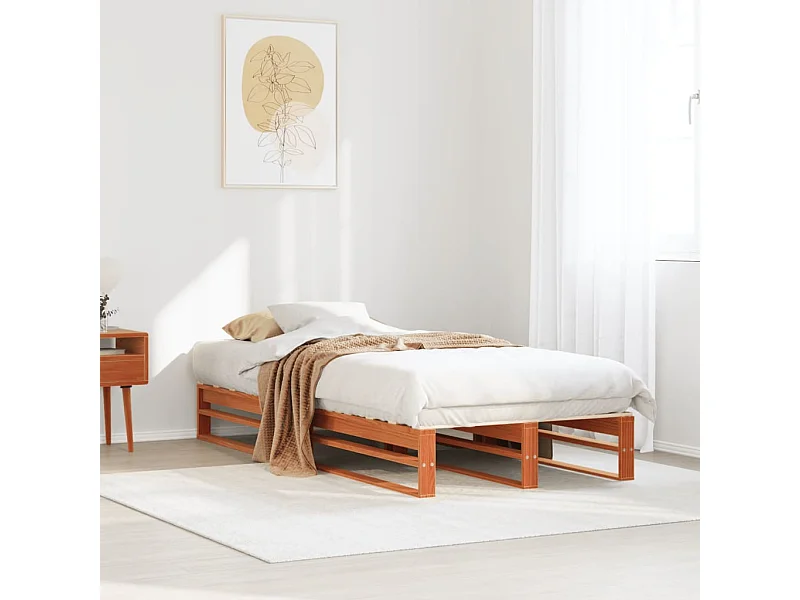 Bedframe zonder matras massief grenenhout wasbruin 90x200 cm