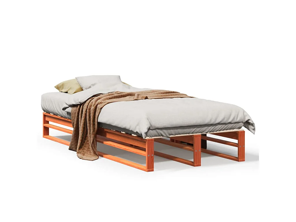 Cadre de lit sans matelas cire marron 90x200 cm bois pin massif