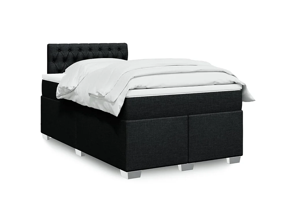 Sommier à lattes de lit avec matelas Noir 120x200 cm Tissu