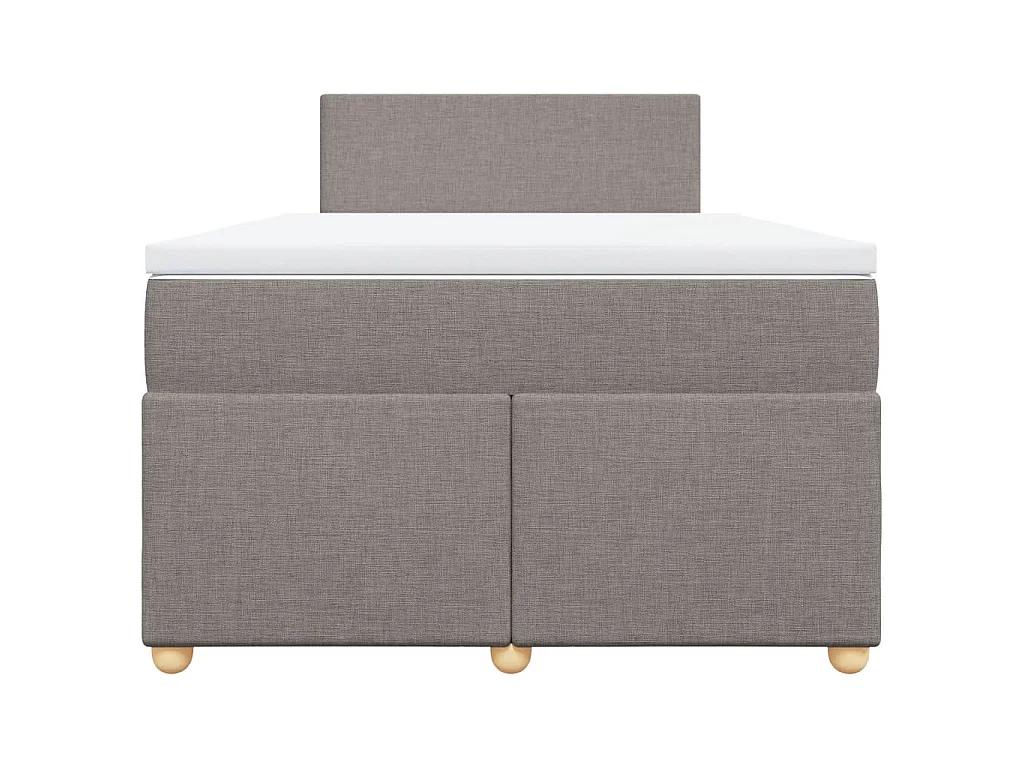 Cama box spring con colchón tela gris taupe 120x200 cm