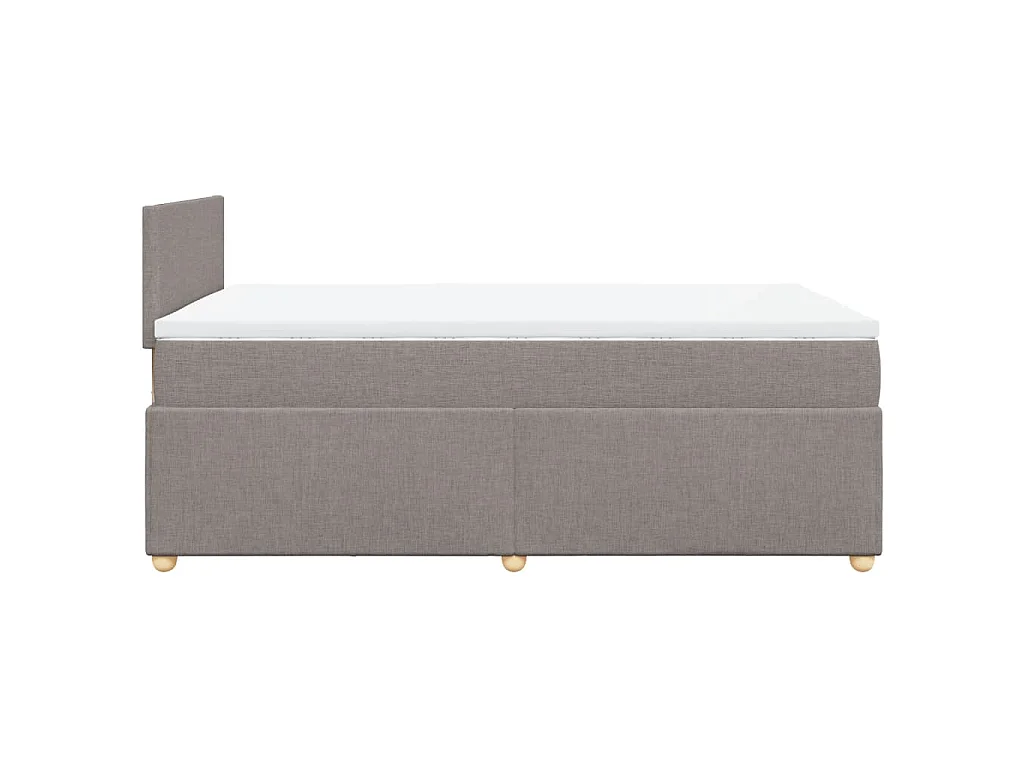 Cama box spring con colchón tela gris taupe 120x200 cm