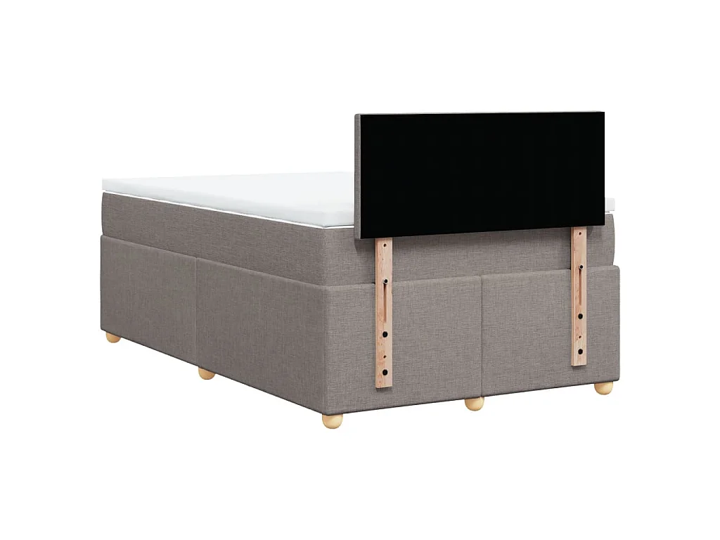 Cama box spring con colchón tela gris taupe 120x200 cm
