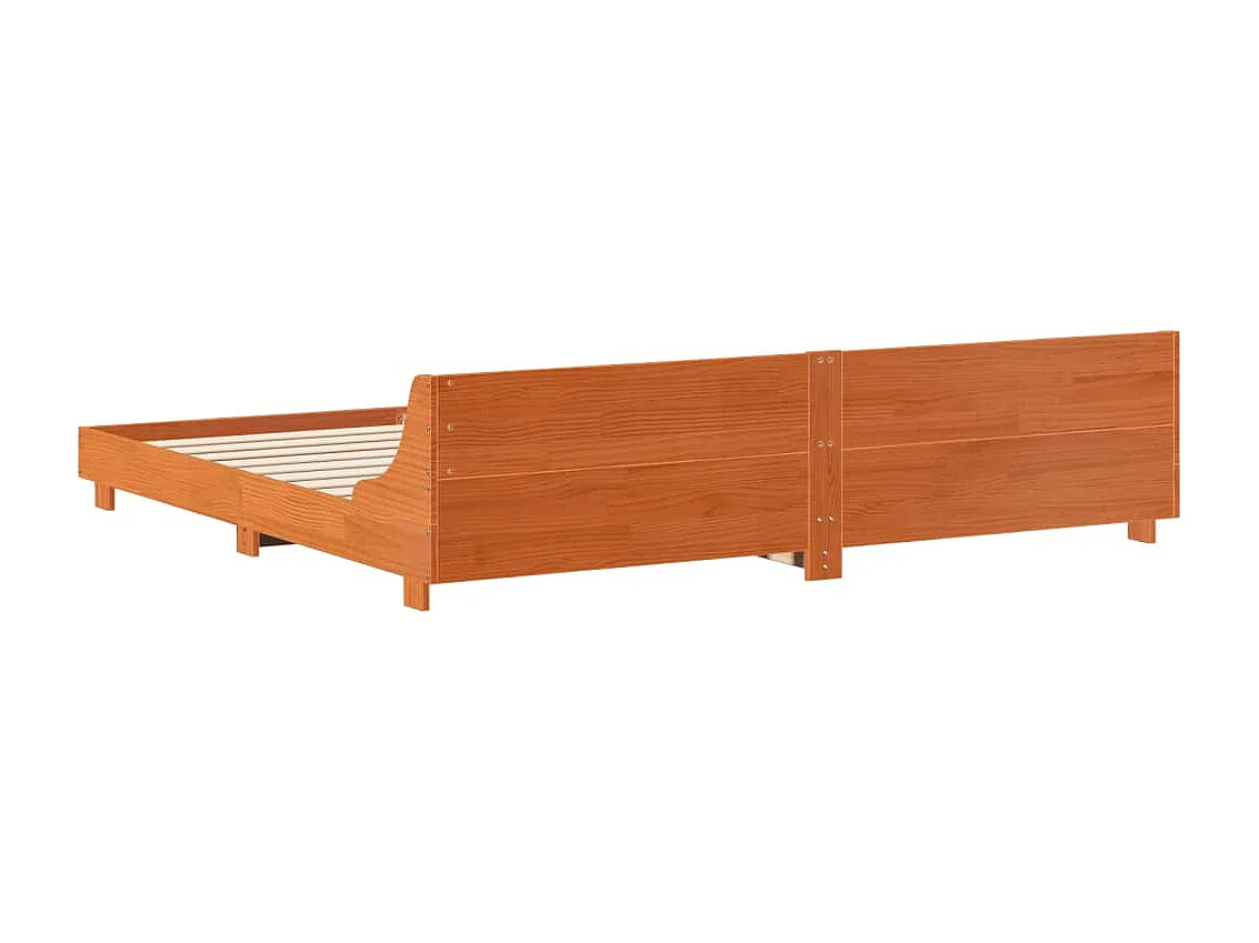 Cadre de lit sans matelas cire marron 200x200cm bois pin massif