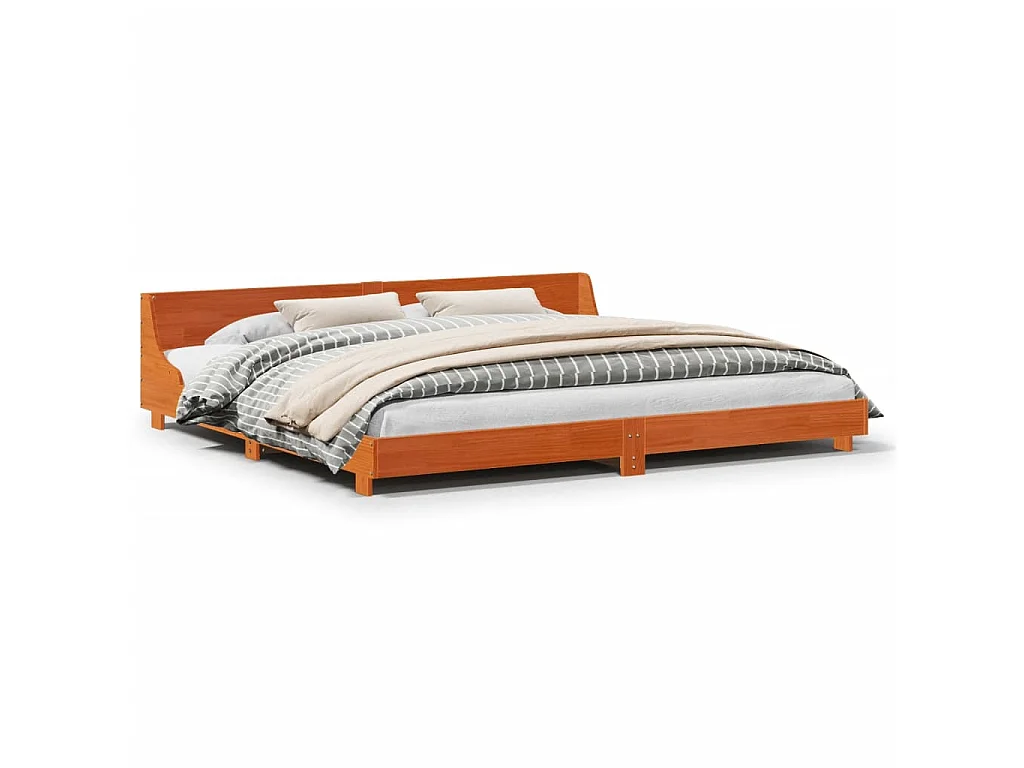 Letto senza Materasso Marrone Cera 200x200 cm in Legno di Pino