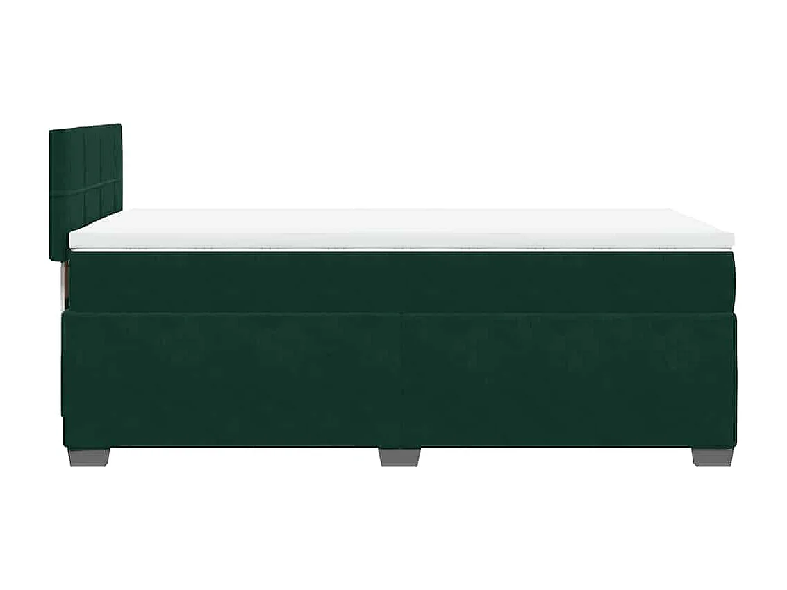 Cama box spring con colchón terciopelo verde oscuro 80x200 cm