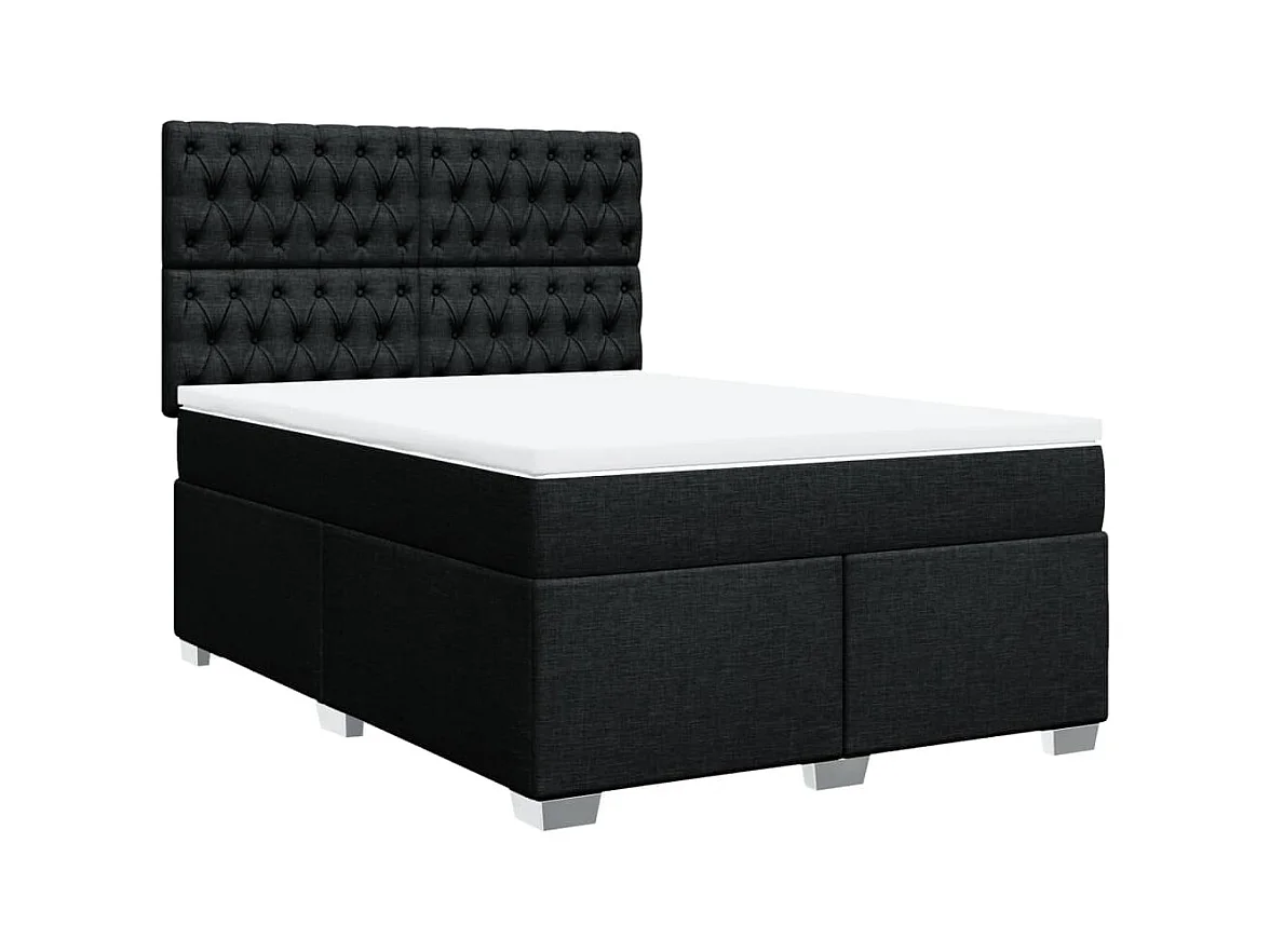 Boxspringbett mit Matratze Schwarz 140x190 cm Stoff