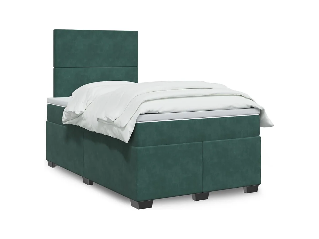 Boxspringbett mit Matratze Dunkelgrün 120x190 cm Samt