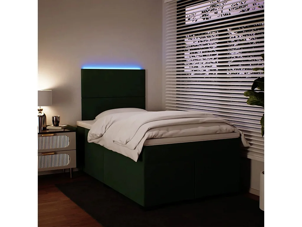 Boxspringbett mit Matratze Dunkelgrün 120x190 cm Samt